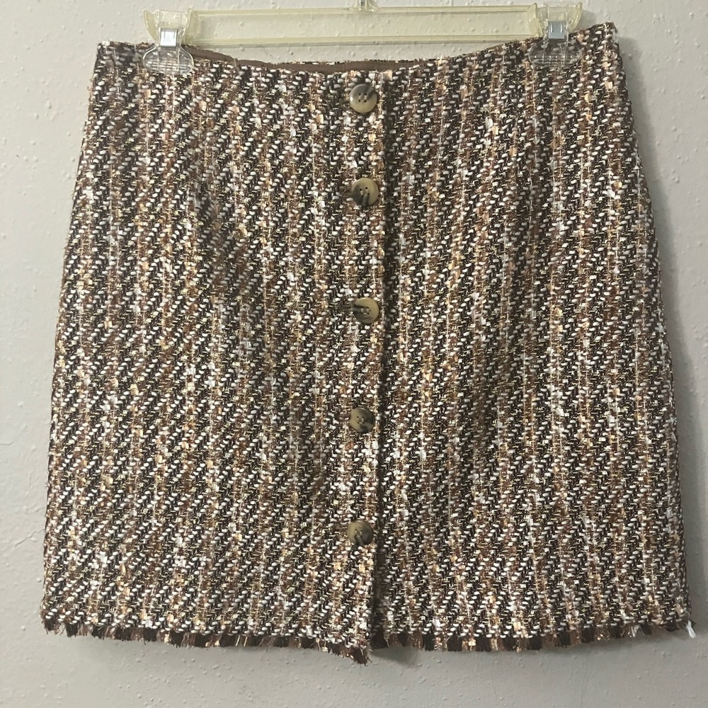 Ann Taylor Brown and Cream Tweed Pencil Skirt - Picture 3 of 8